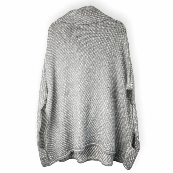 Lovestitch Grey & White Angora Wool Blend Turtle Neck Open Sleeve Poncho - Picture 2 of 8